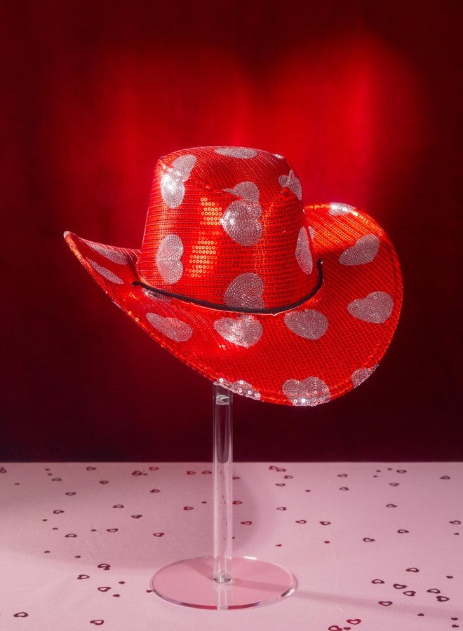 Cool Things Corp Valentine Cowboy Hat for Kids & Adults - Red Sequin Western Hat with Adjustable Strap, Novelty Dress-Up Accessory for Galentine’s, Brunches, Valentine Parties & Photo Props - Image 3